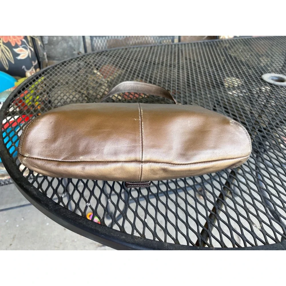 Y2K Coach Soho Pleated Flap Metallic Bronze Leather Hobo Bag F17217 Medium